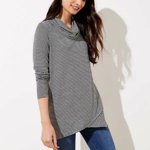 NWT LOFT Striped Crossover Hem Cowl Neck Top